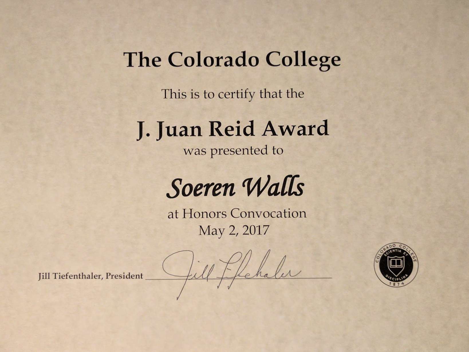 J. Juan Reid Award